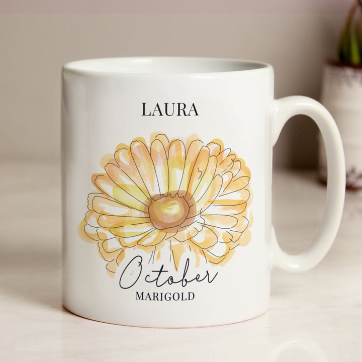 Buy Personalised Flower of the Month Mug available now at www.giftsfinder.co.uk