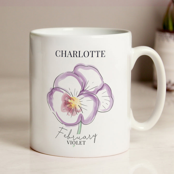 Buy Personalised Flower of the Month Mug available now at www.giftsfinder.co.uk