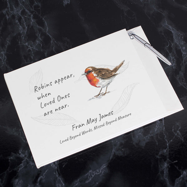 Personalised Robins Appear Guest Book in gift category Personalised Guest Book & Pen Sets