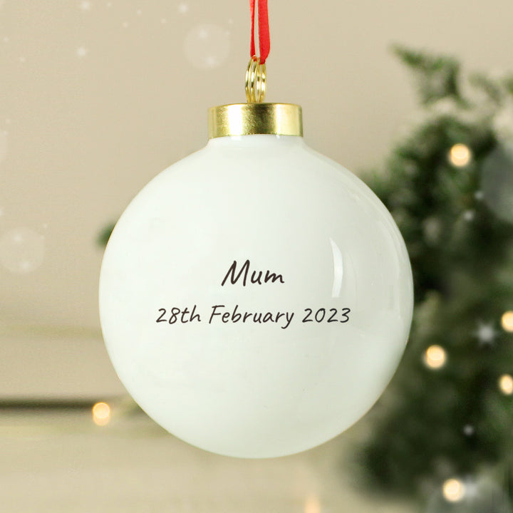 Personalised Robins Appear Bauble in gift category Personalised Christmas Decorations