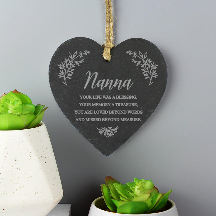 Buy Personalised Memorial Slate Heart available now at www.giftsfinder.co.uk