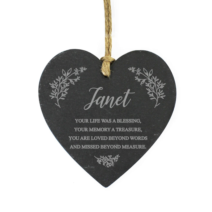 Buy Personalised Memorial Slate Heart available now at www.giftsfinder.co.uk