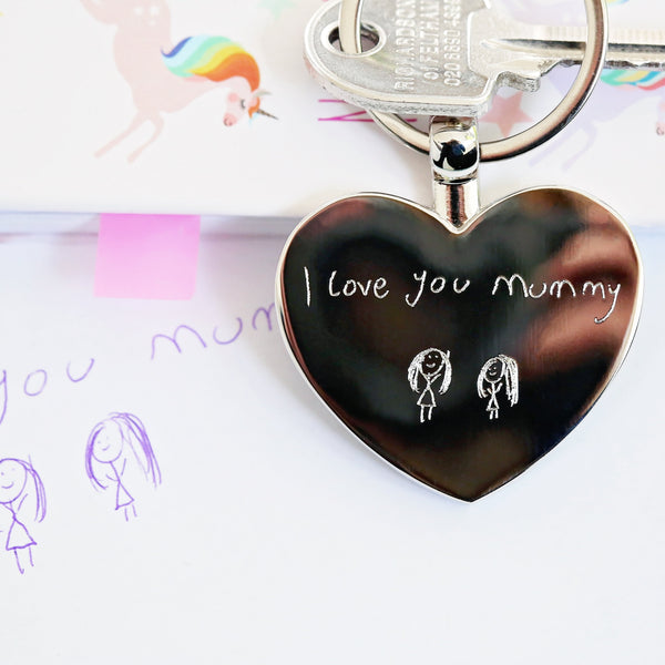 Hearts Forever Keychain With Handwriting Engraving - part of the Personalised Keyrings collection