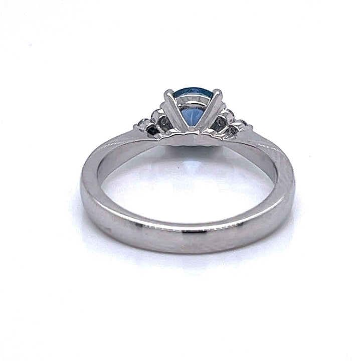 AQUA & DIAMOND PLATINUM TREFOIL RING - part of the Gifts Finder  collection