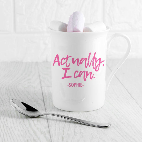 Actually I Can Handwritten Bone China Mug (Personalised Mugs) available to buy now at www.giftsfinder.co.uk