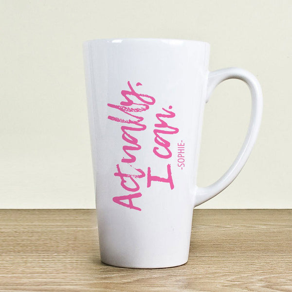 Actually I Can Handwritten Latte Mug (Personalised Mugs) available to buy now at www.giftsfinder.co.uk