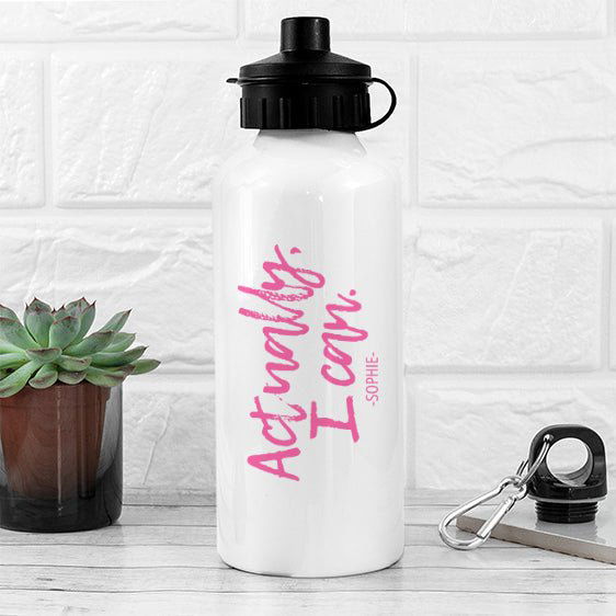 Actually I Can Handwritten White Water Bottle (Personalised Water Bottles) available to buy now at www.giftsfinder.co.uk