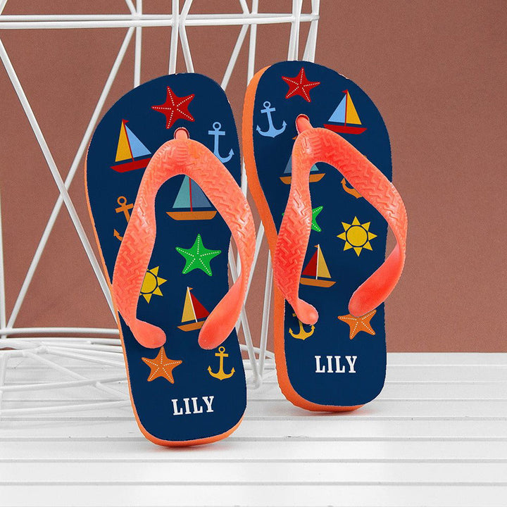 All The Fun At The Beach Child's Personalised Flip Flops In Navy () available to buy now at www.giftsfinder.co.uk