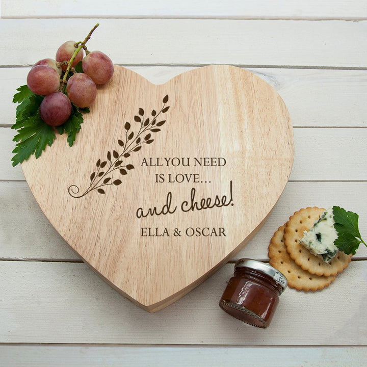 'All You Need Is Love' Heart Cheese Board - available to buy online at www.giftsfinder.co.uk