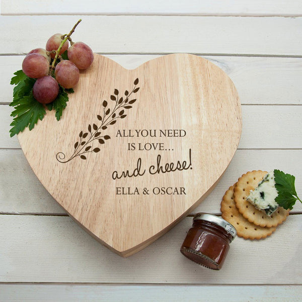 Buy 'All You Need is Love' Heart Cheese Board at www.giftsfinder.co.uk