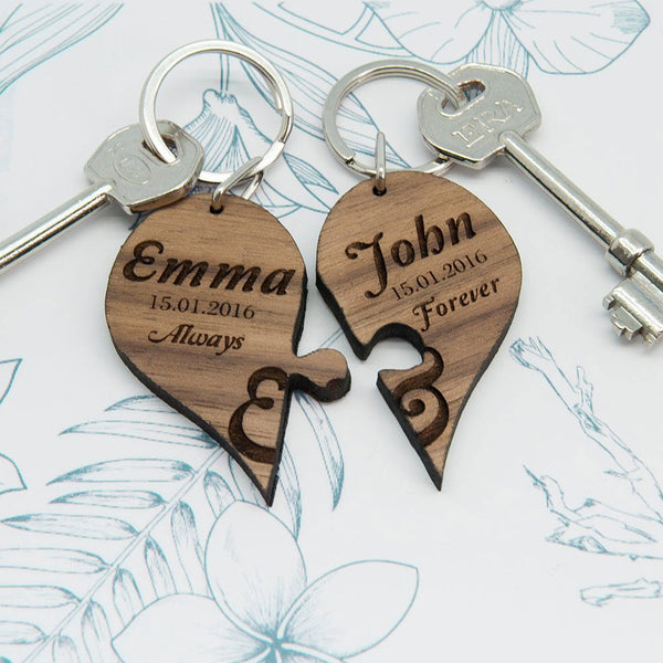 Always & Forever Couples' Jigsaw Keyring (Personalised Keyrings) available to buy now at www.giftsfinder.co.uk