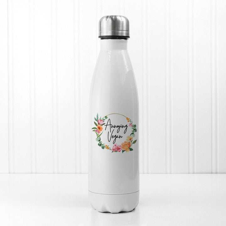 Annoying Vegan Floral - Mouthy Water Bottle (Personalised Water Bottles) available to buy now at www.giftsfinder.co.uk