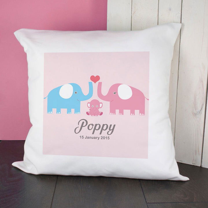 Baby Cushion Cover - Elephants (Pink) () available to buy now at www.giftsfinder.co.uk