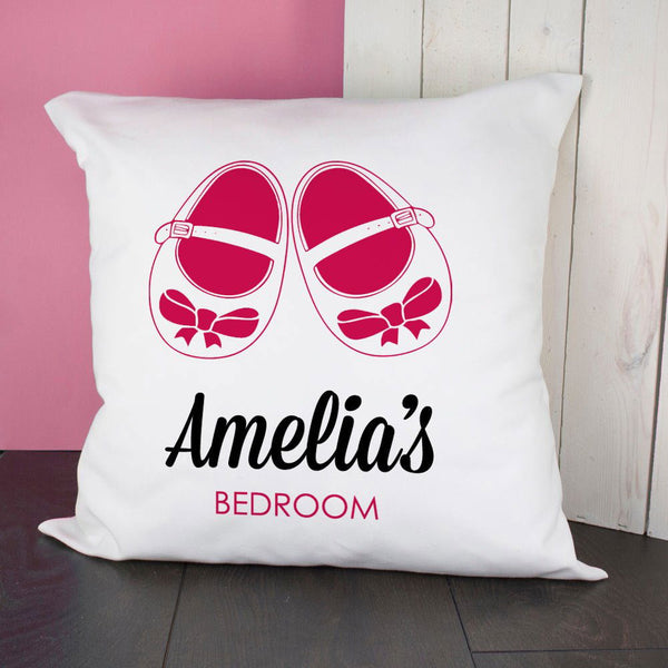 Baby Cushion Cover - Shoes Pink (Personalised Cushion Covers) available to buy now at www.giftsfinder.co.uk