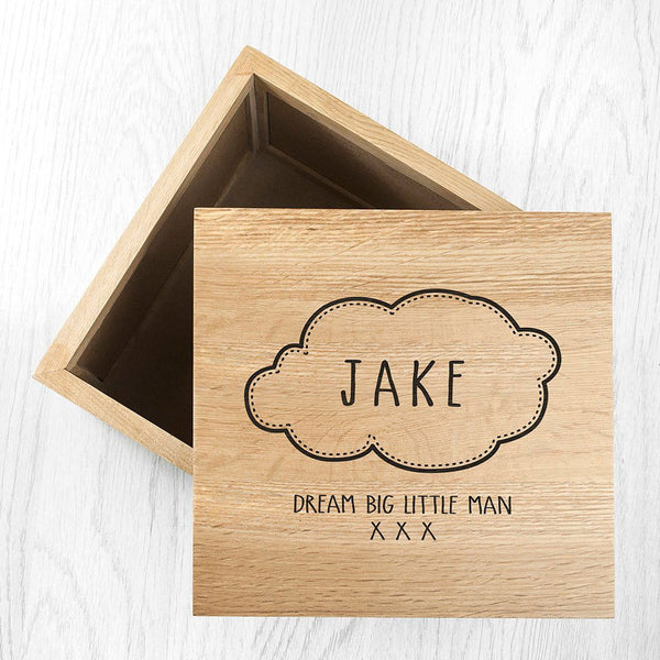 Baby Name in Cloud Oak Photo Keepsake Box (Personalised Ornaments & Keepsakes) available to buy now at www.giftsfinder.co.uk