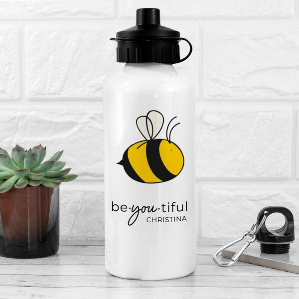 Bee You White Water Bottle (Personalised Water Bottles) available to buy now at www.giftsfinder.co.uk