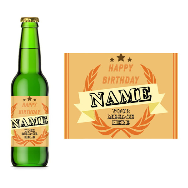 Buy Beer Bottle Label with Birthday Banner Design at www.giftsfinder.co.uk