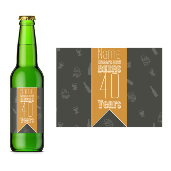 Beer Bottle Label with Cheers and Beers Birthday Design () available to buy now at www.giftsfinder.co.uk