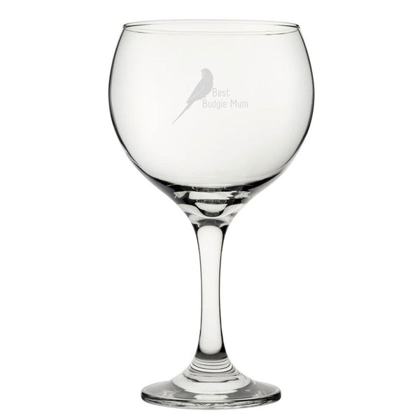 Best Budgie Dad - Engraved Novelty Gin Balloon Cocktail Glass (Stemware) available to buy now at www.giftsfinder.co.uk