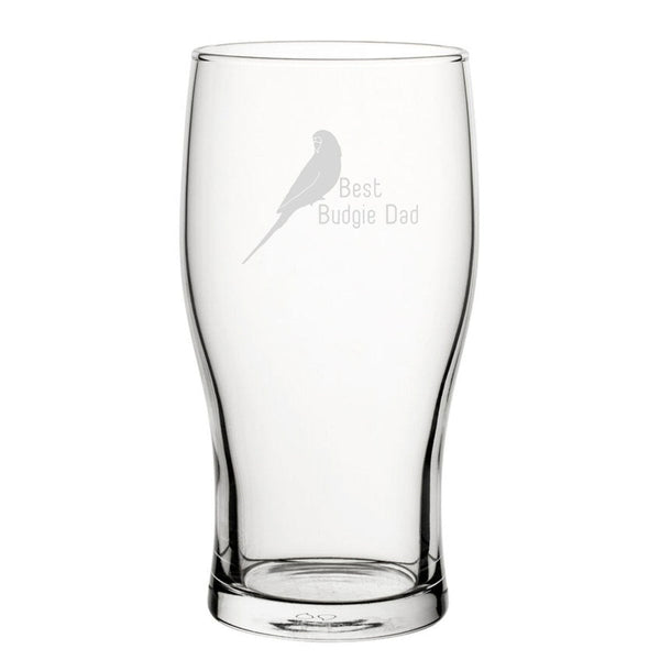 Best Budgie Mum - Engraved Novelty Tulip Pint Glass (Beer Glasses) available to buy now at www.giftsfinder.co.uk