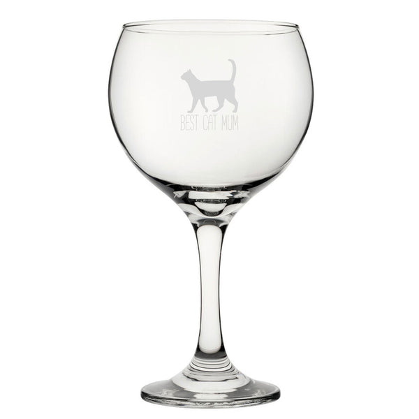 Best Cat Dad - Engraved Novelty Gin Balloon Cocktail Glass - available to buy online at www.giftsfinder.co.uk