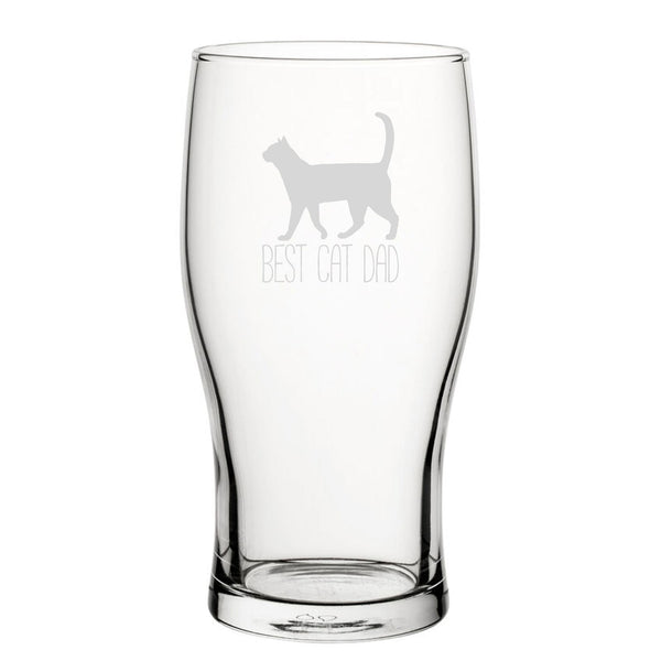 Best Cat Dad - Engraved Novelty Tulip Pint Glass - available to buy online at www.giftsfinder.co.uk