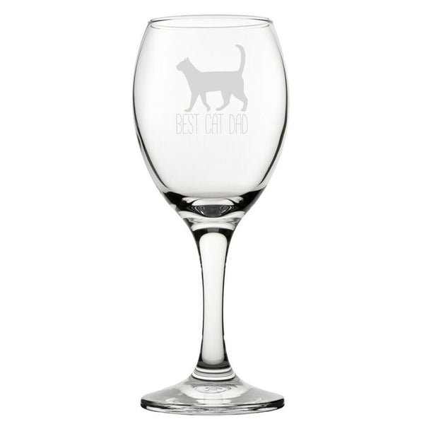 Best Cat Dad - Engraved Novelty Wine Glass - available to buy online at www.giftsfinder.co.uk