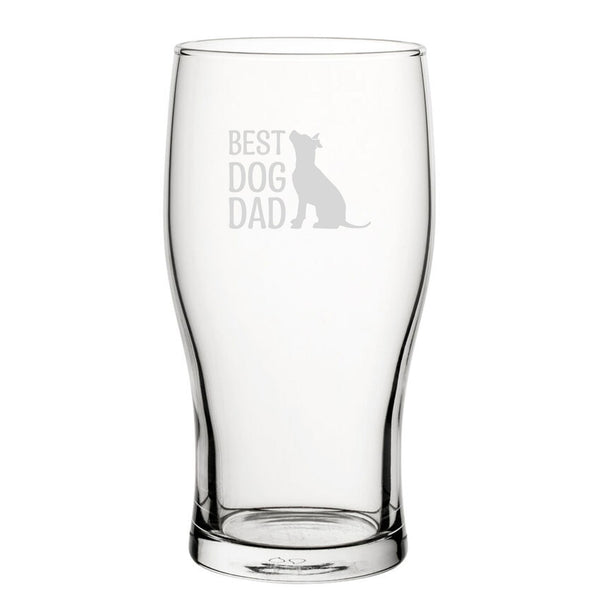 Best Dog Dad - Engraved Novelty Tulip Pint Glass - available to buy online at www.giftsfinder.co.uk