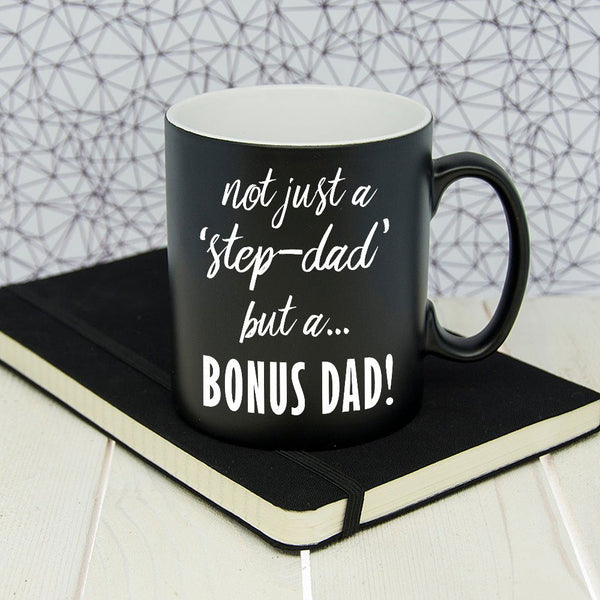 Bonus Dad Black Matte Mug (Personalised Mugs) available to buy now at www.giftsfinder.co.uk