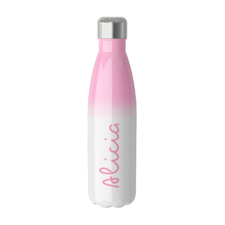 Personalised Summer Sunset Insulated Pink Water Bottle in gift category Personalised Water Bottles