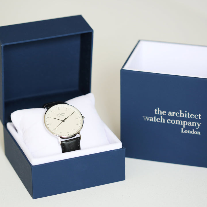 Contactless Payment Watch - Men's Architect Zephyr + Jet Black Strap + Modern Font Engraving - Wear We Met