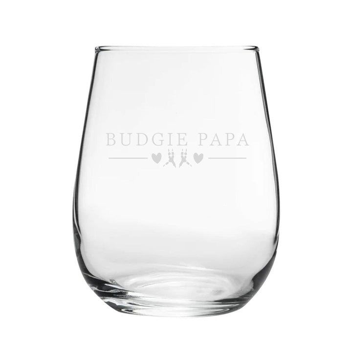 Budgie Mama - Engraved Novelty Stemless Wine Gin Tumbler () available to buy now at www.giftsfinder.co.uk