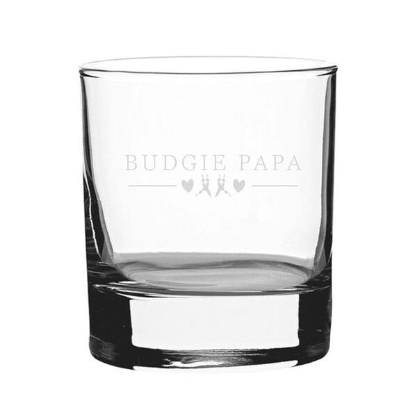 Budgie Mama - Engraved Novelty Whisky Tumbler (Tumblers) available to buy now at www.giftsfinder.co.uk