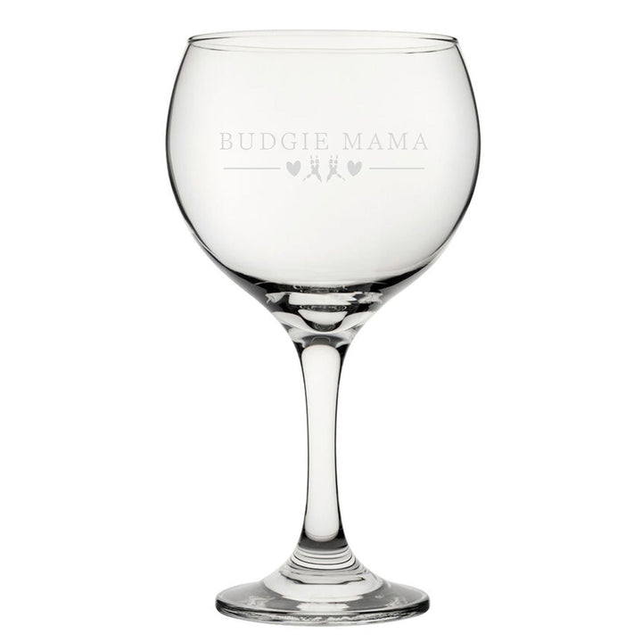 Budgie Papa - Engraved Novelty Gin Balloon Cocktail Glass - available to buy online at www.giftsfinder.co.uk