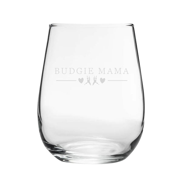 Budgie Papa - Engraved Novelty Stemless Wine Gin Tumbler - available to buy online at www.giftsfinder.co.uk