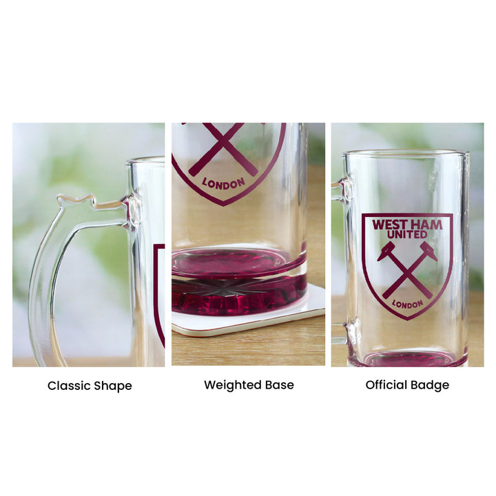 Engraved Official West Ham 20oz Beer Mug, Gift Boxed Image 7