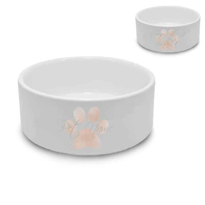 Personalised Dog Bowl with Paw Print Design