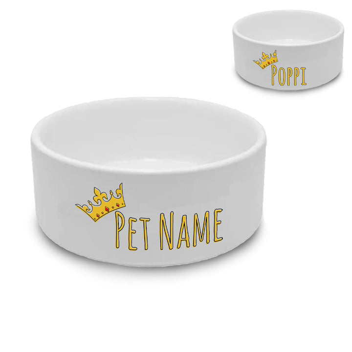 Personalised Small Pet Bowl with Crown Design