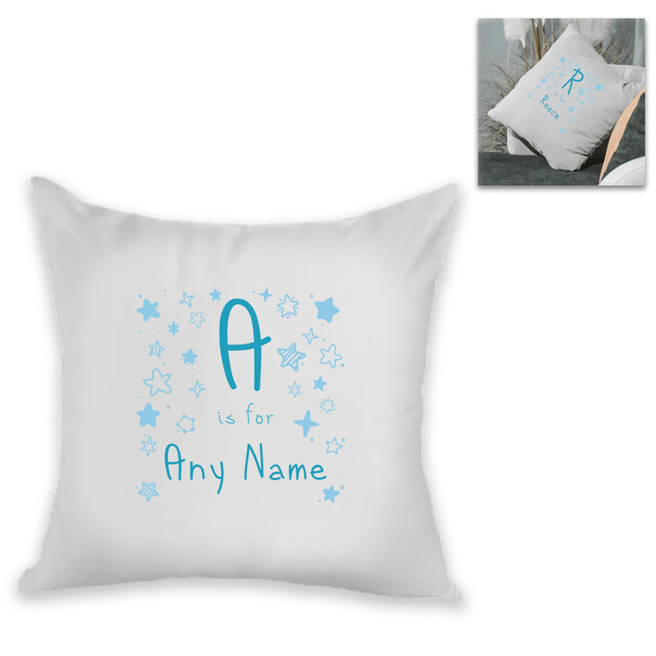 Personalised Cushion - Letter Is For Name Design In Blue - part of the  collection