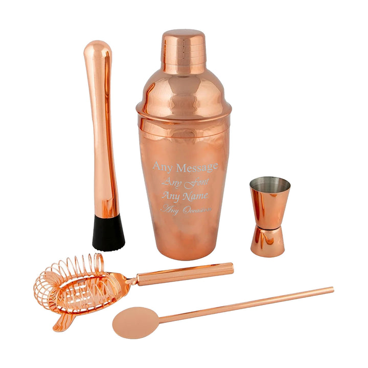 Engraved Rose Gold 5 Piece Cocktail Shaker Set - part of the Gifts Finder  collection