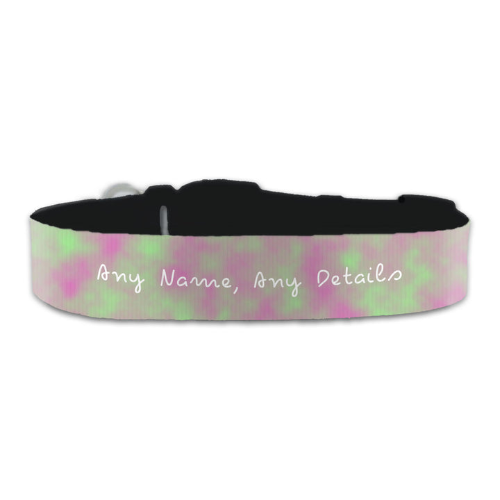 Personalised Large Dog Collar with Pinky Green Background, Personalise with Any Name or Details - part of the Gifts Finder  collection