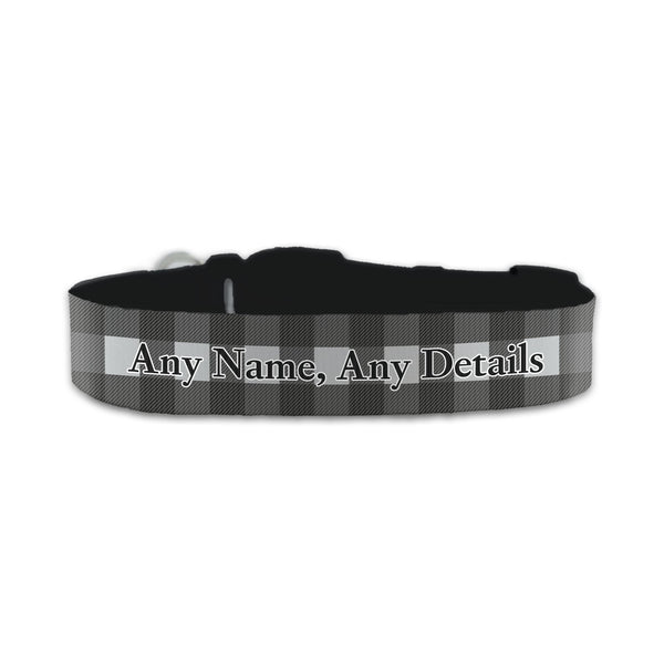 Personalised Small Dog Collar With Black Tartan Background - part of the  collection