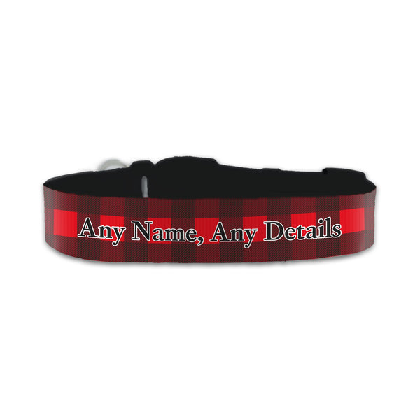 Personalised Small Dog Collar With Red Tartan Background - part of the  collection