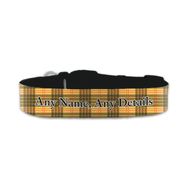 Personalised Small Dog Collar With Yellow Tartan Background - part of the  collection