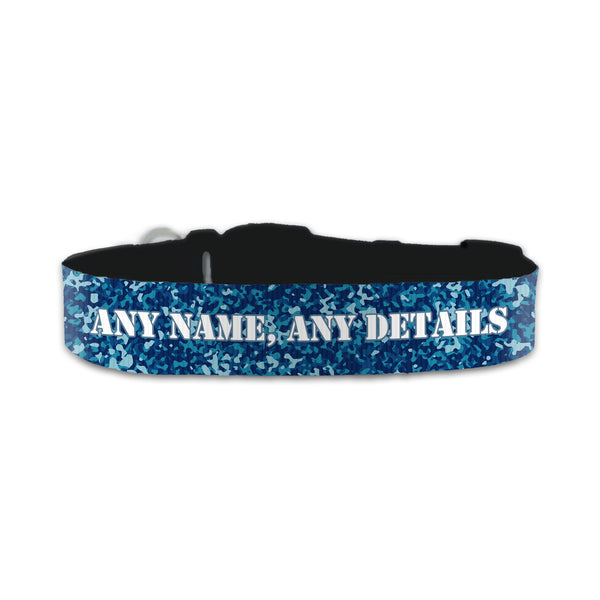 Personalised Small Dog Collar With Blue Camo Background - part of the  collection