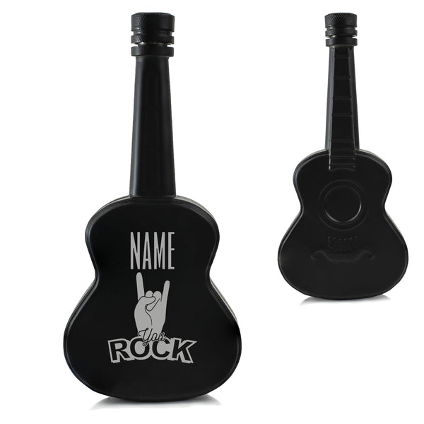 Engraved Black 5Oz Guitar Hip Flask With You Rock Design - part of the  collection