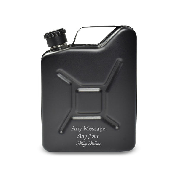 Engraved Black Jerry Can Hip Flask - part of the  collection