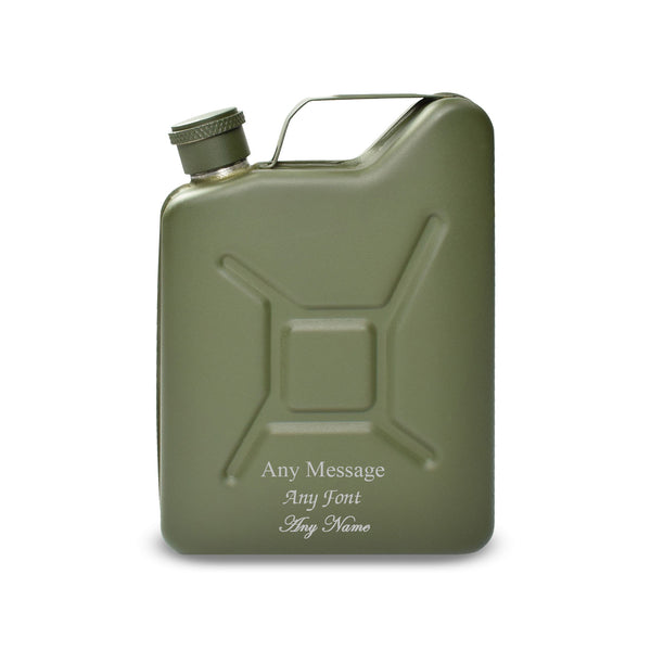 Engraved Green Jerry Can Hip Flask - part of the  collection