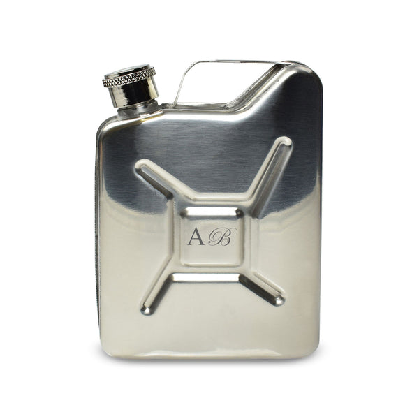 Engraved Silver Jerry Can Hip Flask With Initials - part of the  collection