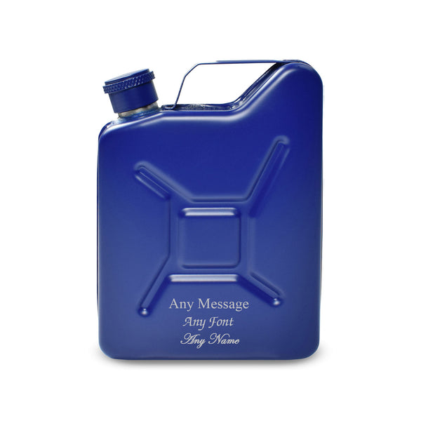 Engraved Blue Jerry Can Hip Flask - part of the  collection